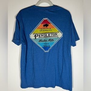 Pendleton blue Woolen Mills buffalo colorful graphic sz L outdoor hiking comfy